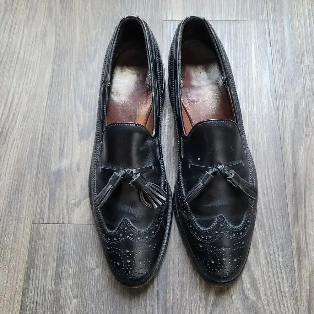 Allen Edmond Manchester Wingtip Loafer Dress Shoes Size 10 Black Tassel